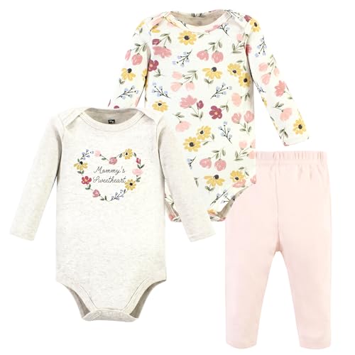 0660168486384 - HUDSON BABY UNISEX BABY LONG-SLEEVE BODYSUITS AND PANTS, SOFT PAINTED FLORAL LONG-SLEEVE, 12-18 MONTHS