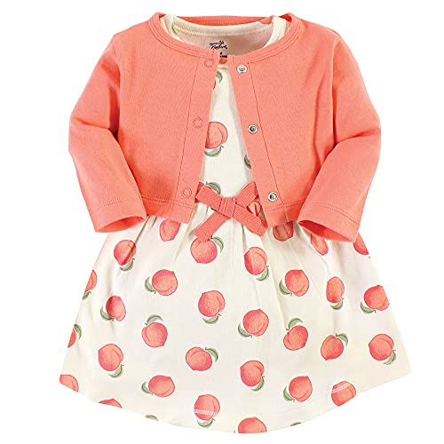 0660168621914 - TOUCHED BY NATURE BABY AND TODDLER GIRL ORGANIC COTTON DRESS AND CARDIGAN, PEACH, 3-6 MONTHS
