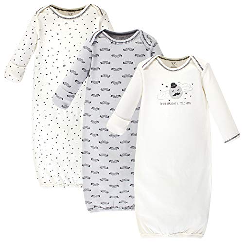 0660168622485 - TOUCHED BY NATURE UNISEX BABY ORGANIC COTTON GOWNS, MR MOON, PREEMIE/NEWBORN