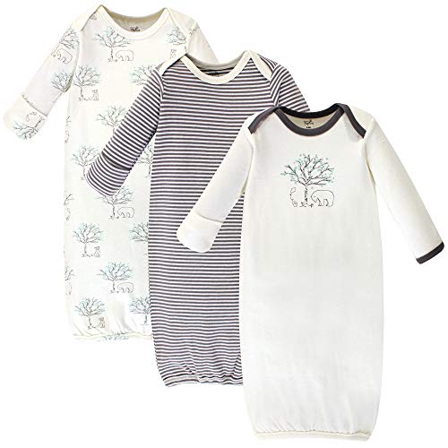 0660168622836 - TOUCHED BY NATURE UNISEX BABY ORGANIC COTTON GOWNS, BIRCH TREE, PREEMIE/NEWBORN