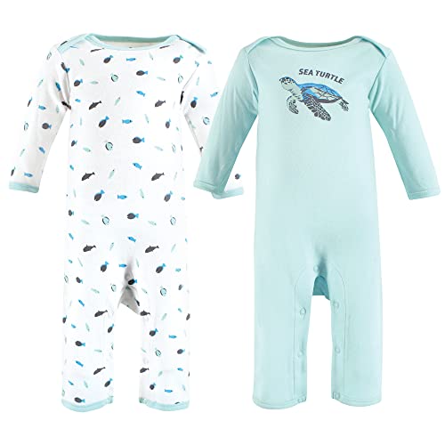 0660168623437 - TOUCHED BY NATURE UNISEX BABY ORGANIC COTTON COVERALLS, ENDANGERED SEA TURTLE, 6-9 MONTHS