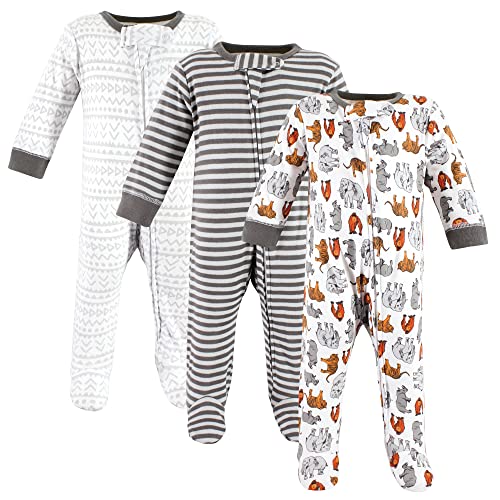 0660168624410 - TOUCHED BY NATURE UNISEX BABY ORGANIC COTTON SLEEP AND PLAY, NEUTRAL ENDANGERED SAFARI, 3-6 MONTHS