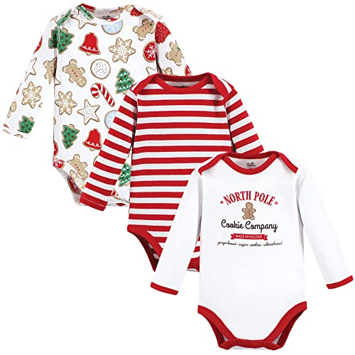 0660168627091 - TOUCHED BY NATURE UNISEX BABY ORGANIC COTTON LONG-SLEEVE BODYSUITS, CHRISTMAS COOKIES, 9-12 MONTHS