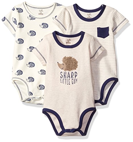 0660168685244 - TOUCHED BY NATURE BABY ORGANIC COTTON BODYSUIT 3-PACK, HEDGEHOG, 3-6 MONTHS