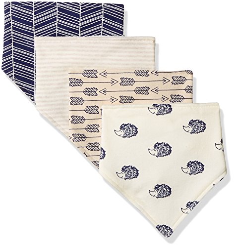 0660168685411 - TOUCHED BY NATURE BABY ORGANIC COTTON BANDANA BIBS 4-PACK, HEDGEHOG, 0-9 MONTHS