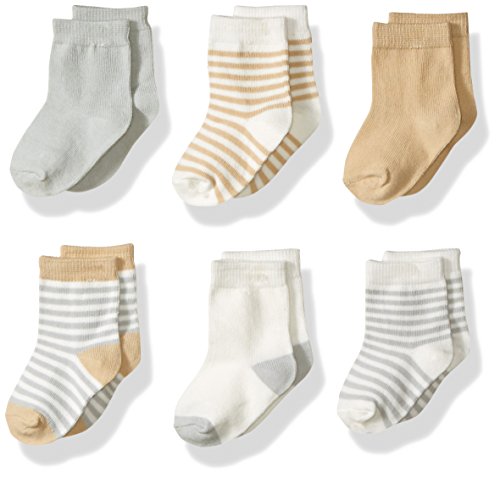 0660168686753 - TOUCHED BY NATURE BABY ORGANIC 6 PACK COTTON SOCKS, NEUTRAL STRIPES, 0-6 MONTHS