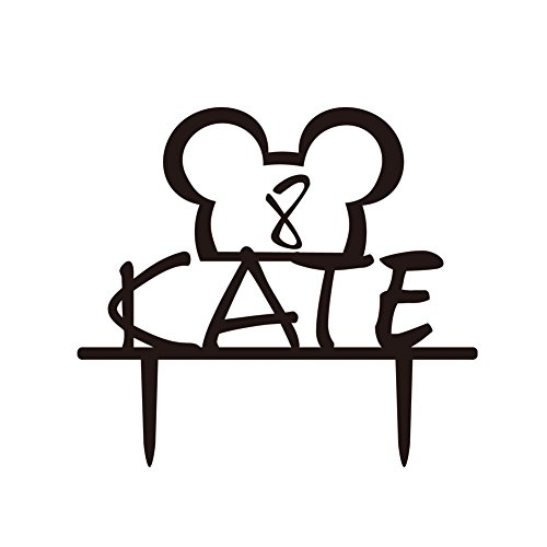 6602577395974 - CUTE MICKEY MOUSE HEAD BABY SHOWER OR BIRTHDAY PARTY CAKE TOPPER, CUSTOM YOUR NAME KATE AND AGE UNIQUE CAKE TOPPER,BLACK COLOR.
