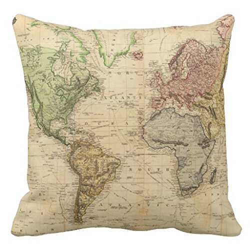6602577945940 - MALIYNA VINTAGE MAP OF THE WORLD PILLOW COVERS 18 X 18