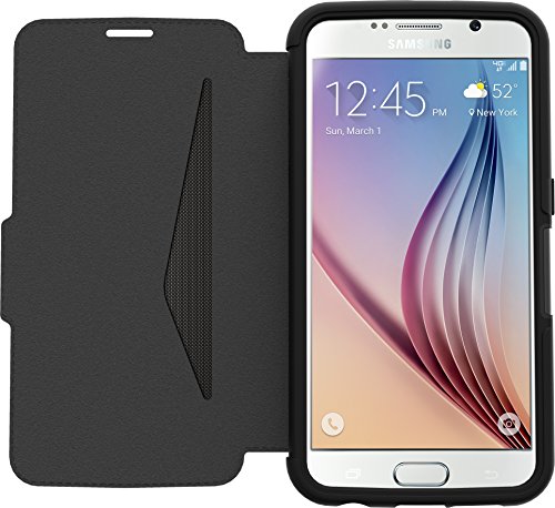 0660543380597 - OTTERBOX STRADA SERIES LEATHER WALLET CASE FOR SAMSUNG GALAXY S6 - FRUSTRATION FREE PACKAGING - NEW MINIMALISM (BLACK/DARK GREY/BLACK LEATHER)