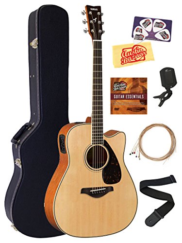 0660845711921 - YAMAHA FGX820C ACOUSTIC-ELECTRIC GUITAR BUNDLE WITH HARD CASE, TUNER, STRAP, STRINGS, AUSTIN BAZAAR INSTRUCTIONAL DVD, PICKS, AND POLISHING CLOTH - NATURAL