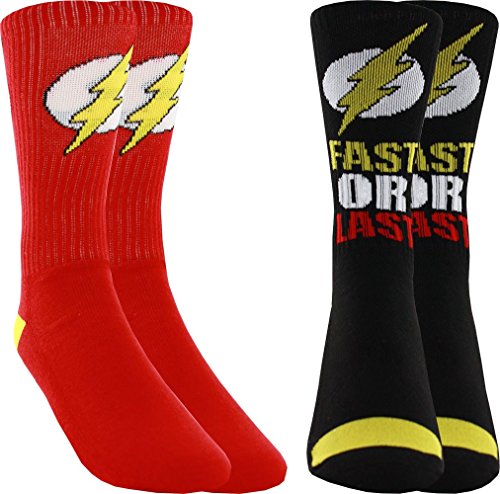 0661128609881 - FLASH LOGO 2 PAIRS PACK MEN'S ATHLETIC CREW SOCKS, RED, ONE SIZE
