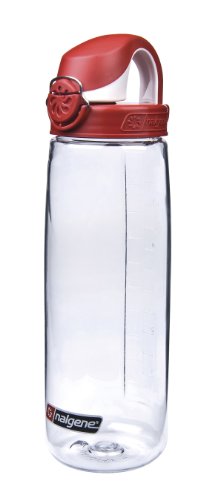 0661195561242 - NALGENE ON THE FLY WATER BOTTLE (CLEAR WITH RED/WHITE CAP)