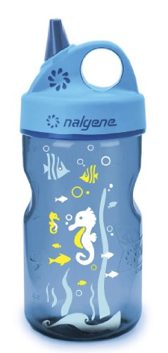 0661195821414 - NALGENE GRIP-N-GULP WATER BOTTLE (BLUE SEAHORSE, 12-OUNCE)