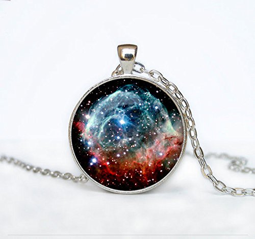 0661214865610 - NEBULA PENDANT THE THORS HELMET NEBULA GALAXY NECKLACE TURQUOISE WHITE SILVER PENDANT NECKLACE FOR HIM ART GIFTS FOR HER
