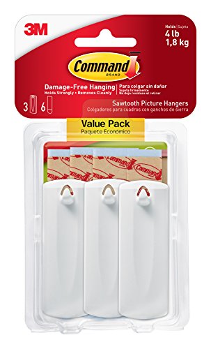 6613091337609 - 3M SAWTOOTH PICTURE-HANGING HOOKS, 3-HANGER