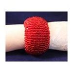 0661799412124 - RED TUBULAR GLASS BEADED NAPKIN RINGS, SETS OF 6, GREAT FOR ANY HOLIDAY AND INEXPENSIVE GIFT
