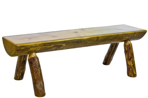 0661890411026 - MONTANA WOODWORKS GLACIER COUNTRY COLLECTION HALF LOG BENCH, 6-FEET