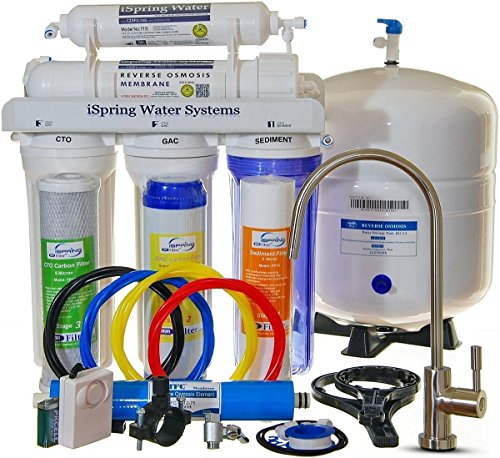 0662425013449 - ISPRING RCC7 - BUILT IN USA, WQA CERTIFIED REVERSE OSMOSIS 5-STAGE 75GPD UNDER-SINK WATER FILTER WITH BRUSHED NICKEL EU FAUCET & SEE-THROUGH HOUSING