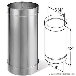 0662492124390 - DURAVENT 6DBK-12SS 6 INNER DIAMETER - DURABLACK STOVE PIPE - SINGLE WALL - 12, STAINLESS STEEL