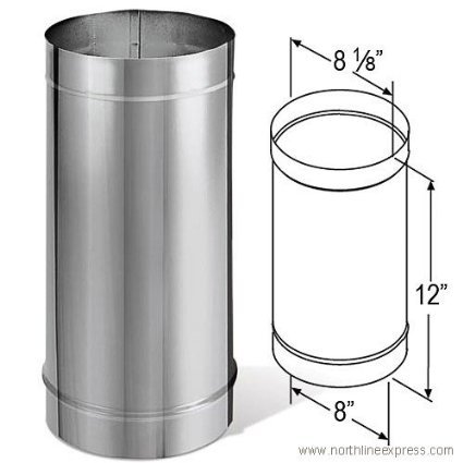 0662492822951 - DURAVENT 8DBK-12SS 8 INNER DIAMETER - DURABLACK STOVE PIPE - SINGLE WALL - 12, STAINLESS STEEL