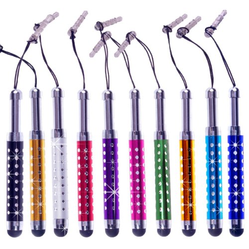0662712080611 - XODO CRYSTAL ENCRUSTED DIAMOND STYLUS PENS! 10 PIECES ADJUSTABLE STYLUS PENS COMPATIBLE WITH IPAD, IPAD MINI, IPHONE, IPOD, ADROID TABLETS, SAMSUNG GALAXY - XODO MICROFIBER CLEANING CLOTH INCLUDED