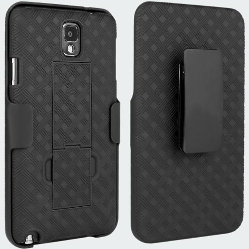 0662712224893 - VERIZON BLACK CASE SHELL BELT CLIP HOLSTER STAND COMBO FOR SAMSUNG GALAXY NOTE 3 III N900V (ALSO FITS AT&T N900WB, SPRINT N900P, TMOBILE N900T, US CELLULAR N900R4, UNLOCKED SM-N9000/SM-N9005)
