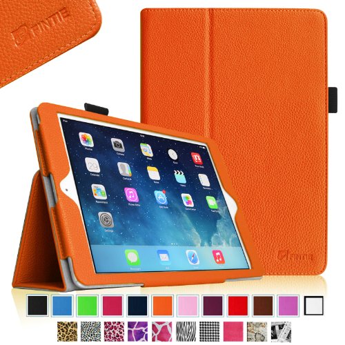 0662712555485 - FINTIE APPLE IPAD AIR FOLIO CASE - SLIM FIT LEATHER SMART COVER WITH AUTO SLEEP / WAKE FEATURE FOR IPAD AIR (IPAD 5TH GENERATION) 2013 MODEL, ORANGE
