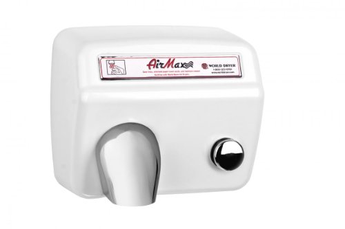 0663034073053 - WORLD DRYER DM5-974 AIRMAX HIGH SPEED AND HEAVY DUTY HAND DRYERS, PUSH-BUTTON, 110-120V, STEEL WHITE