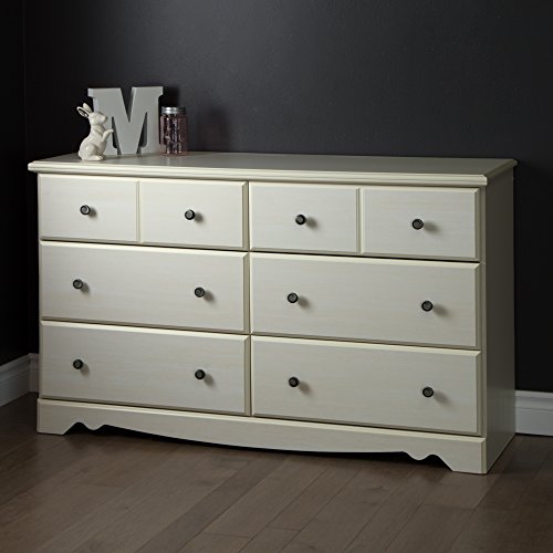 0066311060102 - SOUTH SHORE COUNTRY POETRY 6-DRAWER DOUBLE DRESSER WHITE WASH