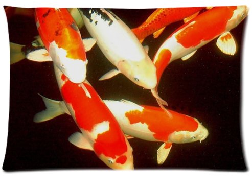 6635423767229 - STANDARD-STORE CUSTOM JAPANESE KOI FISH ZIPPERED PILLOW CASES COVERS STANDARD SIZE 20X30(ONE SIDE)