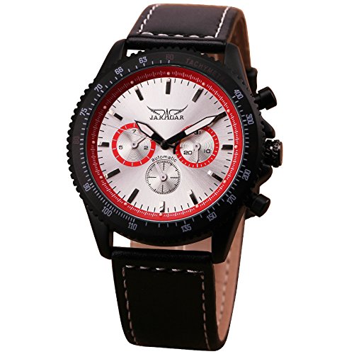 6643381634538 - LIMITED PASSION RED MILITARY SPORTS DESIGN MEN'S MULTI-FUNCTION SELF-WIND MECHANICAL WATCH 6 HAND 3 SUBDIAL LEATHER STRAP + BOX