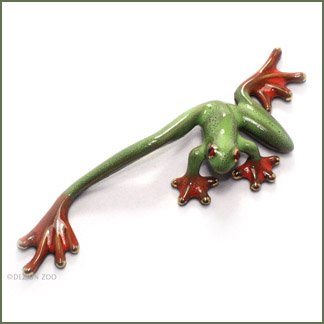 0664618488775 - GOLDEN POND CERAMIC RED EYED TREE FROG FIGURINE STRETCHING RIGHT