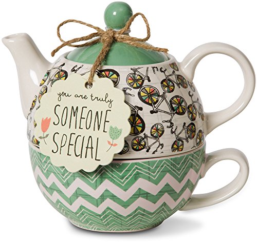 0664843740723 - PAVILION GIFT COMPANY 74072 BLOOM SOMEONE SPECIAL CERAMIC TEA FOR ONE, 15 OZ, MULTICOLOR
