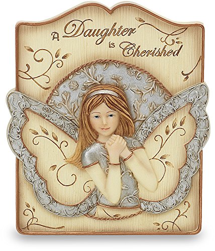 0664843822191 - ELEMENTS DAUGHTER PLAQUE BY PAVILION, 4 BY 3-1/2-INCH, INSCRIPTION A DAUGHTER IS CHERISHED, INCLUDES EASEL AND HANGER