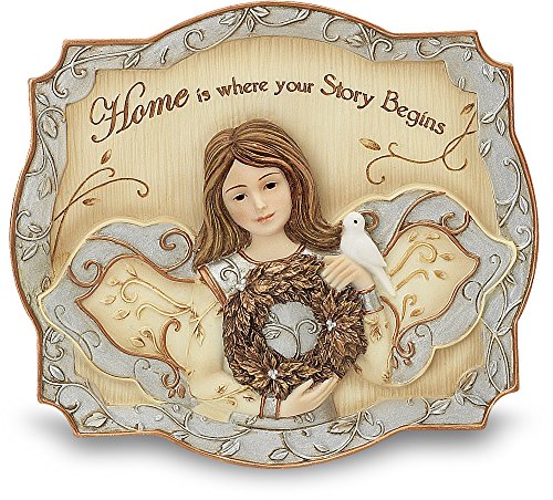 0664843822207 - ELEMENTS HOME PLAQUE BY PAVILION, 3-1/2 BY 4-INCH, INSCRIPTION HOME IS WHERE YOUR STORY BEGINS, INCLUDES EASEL AND HANGER