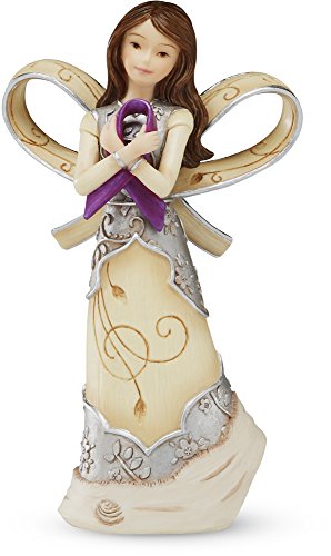 0664843822870 - ELEMENTS PURPLE RIBBON OF HOPE ANGEL (PANCREATIC CANCER, THYROID CANCER, ALZHEIMER'S, LUPUS, CYSTIC FIBROSIS & FIBROMYALGIA) BY PAVILION, 5-INCHES TALL