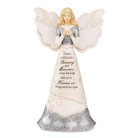 0664843822948 - ELEMENTS SYMPATHY ANGEL FIGURINE BY PAVILION, 8-INCH, IF TEARS COULD BUILD A STAIRWAY AND MEMORIES A LANE