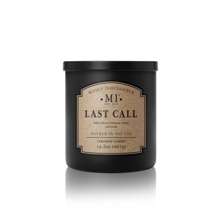 0665098629610 - MANLY INDULGENCE LAST CALL SCENTED GLASS CANDLE MATT BLACK GLASS JAR SINGLE WICK 16.5 OUNCES