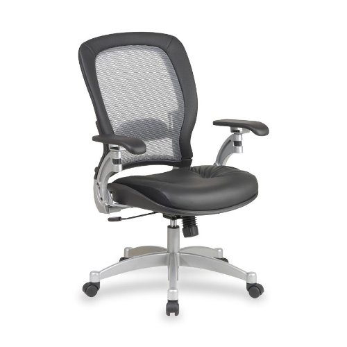 0066510847696 - LIGHT AIR GRID CHAIR WITH LEATHER SEAT AND PLATINUM ACCENTS