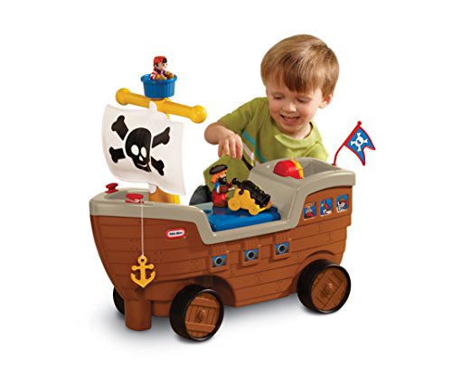 0066511168608 - LITTLE TIKES 2-IN-1 PIRATE SHIP TOY - KIDS RIDE-ON BOAT WITH WHEELS, UNDER SEAT STORAGE AND PLAYSET WITH FIGURES - INTERACTIVE RIDE ON TOYS FOR 1 YEAR OLDS AND ABOVE, MULTICOLOR