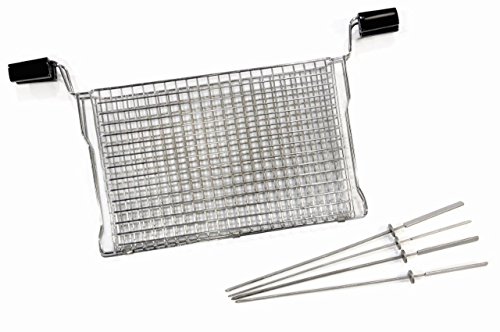 0665860772124 - RONCO RG2002DRM MESH BASKET WITH 4-KABOB RODS FOR READY GRILL, SILVER