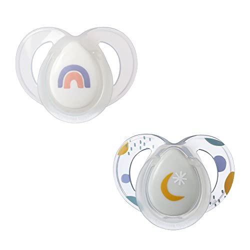 0666519334694 - TOMMEE TIPPEE NIGHT TIME GLOW IN THE DARK PACIFIERS, SYMMETRICAL DESIGN, BPA-FREE SILICONE NIPPLE, INCLUDES STERILIZER BOX, 6-18M, 2 COUNT