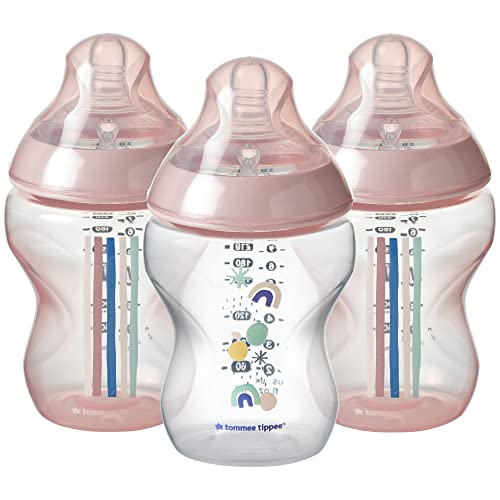 0666519491786 - TOMMEE TIPPEE CLOSER TO NATURE BABY BOTTLES, BREAST-LIKE NIPPLE WITH ANTI-COLIC VALVE, 9OZ, 3-COUNT, PINK