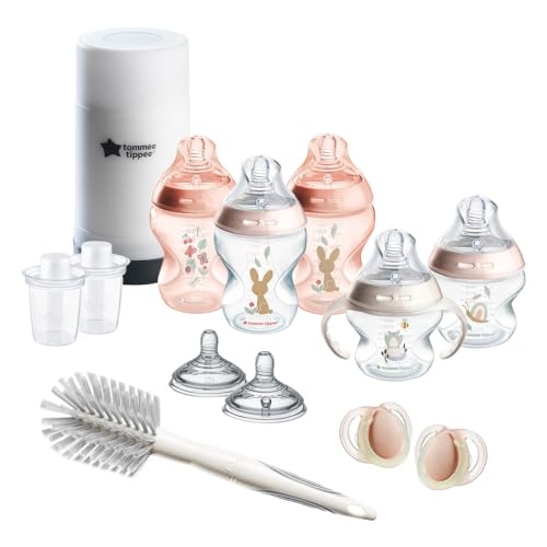 0666519495166 - TOMMEE TIPPEE NATURAL START READY FOR BABY BOTTLE SET, 5OZ AND 9OZ ANTI-COLIC BOTTLES, SLOW AND MEDIUM FLOW NIPPLES, 0-6 MONTH PACIFIERS, SELF-STERILIZING, PINK