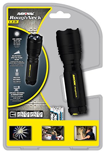 0666670391635 - RAYOVAC ROUGHNECK 220 LUMEN 3AA LED FLASHLIGHT WITH BATTERIES AND HOLSTER (RNT3AAA-B)