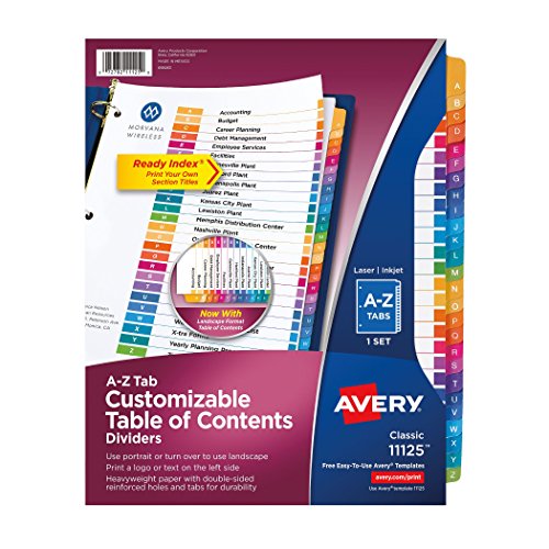 0666673039329 - AVERY READY INDEX TABLE OF CONTENTS DIVIDERS, 26-TAB, 1 SET
