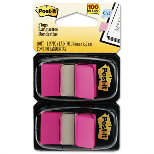 0666673139302 - POST-IT FLAGS, BRIGHT PINK, 1-INCH WIDE, 50/DISPENSER, 2-DISPENSERS/PACK