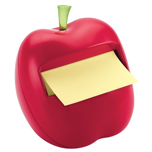 0666673210186 - POST-IT POP-UP NOTES DISPENSER FOR 3 X 3-INCH NOTES, APPLE SHAPED DISPENSER, INCLUDES 1 CANARY YELLOW NOTE