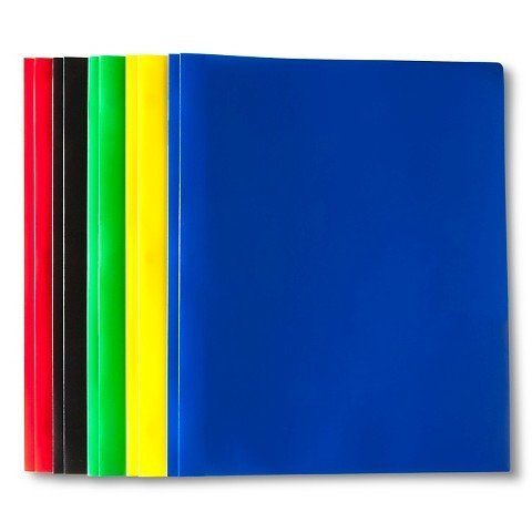 6668777587403 - 3-PRONG POLY FOLDERS, AVAILABLE IN MULTIPLE COLORS/ COLORS MAY VARY 5 PACK