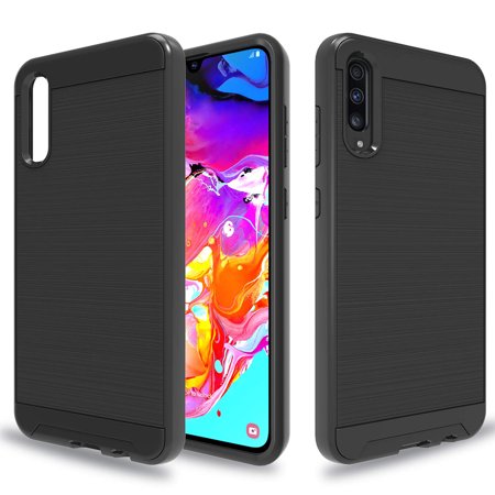 0667380356662 - FOR SAMSUNG GALAXY A70 / SM-A705 DUAL LAYER METAL BRUSHED SHOCKPROOF ARMOR HYBRID CASE COVER